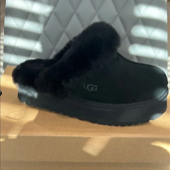 UGG Black Plush Lined Slippers - Picture 10 of 15